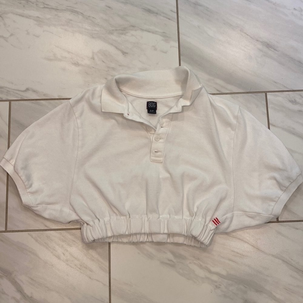 White cropped polo shirt from Urban Outfitters